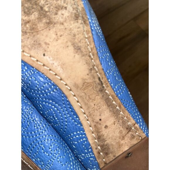 Tory Burch Blue Leather Sole Quilted Chelsea Ballet Loafers Flats Women's 7.5 - Picture 6 of 6